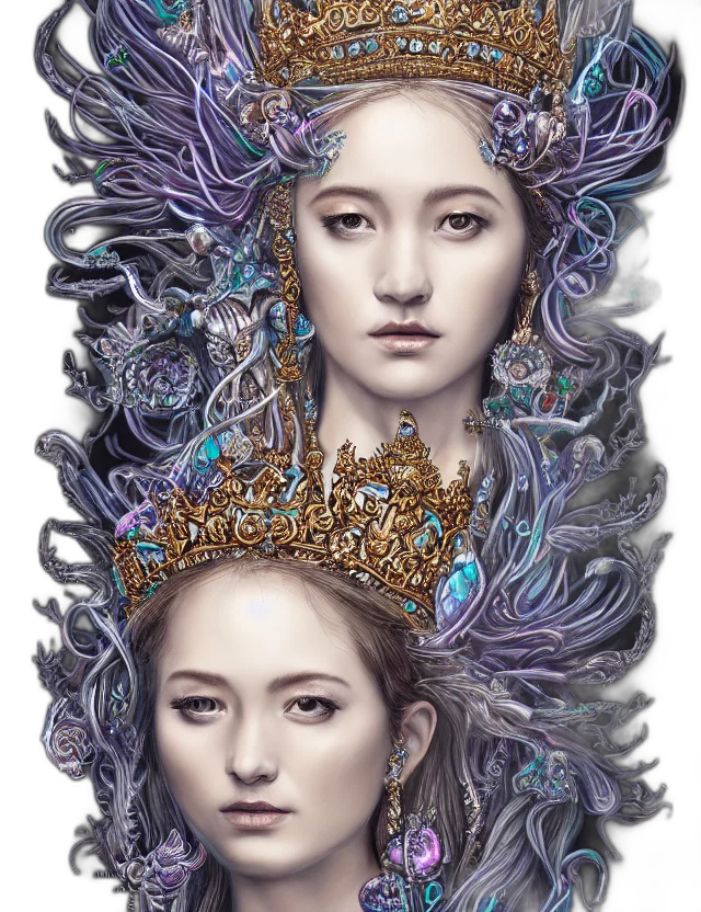 crown, jewelry, face, fantasy art transparent PNG cut-out