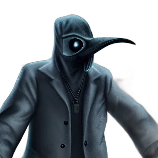jacket, mask, staff, creature transparent PNG cut-out