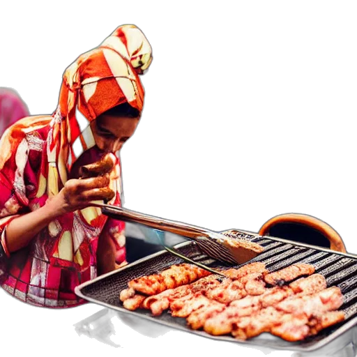 food, babushka, grilling, meat transparent PNG cut-out
