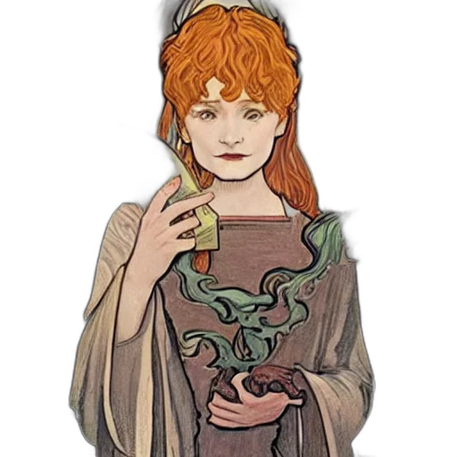 dragon, staff, dress, fantasy art transparent PNG cut-out