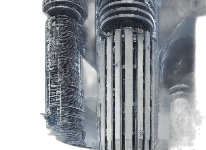 building, robot, hair, 3d render transparent PNG cut-out