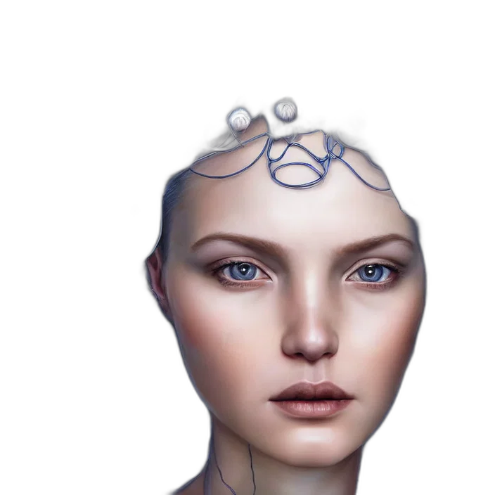 crown, jewelry, face, robot transparent PNG cut-out