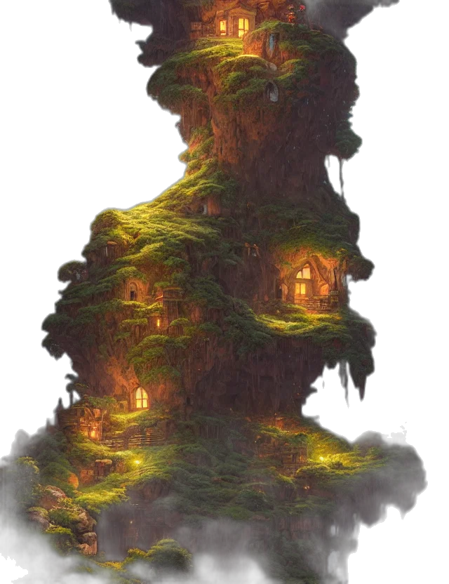tree, dragon, building, crown transparent PNG cut-out