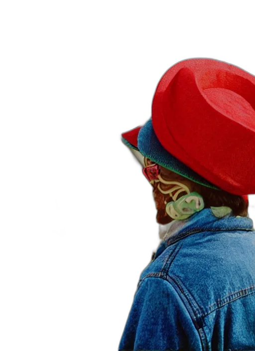 hat, jacket, mask, red transparent PNG cut-out