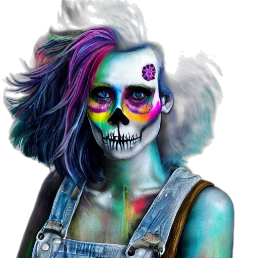 face, mask, cyberpunk, watercolor transparent PNG cut-out