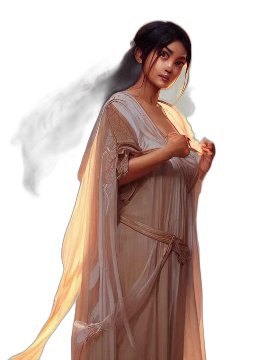 dress, staff, jewelry, dragon transparent PNG cut-out