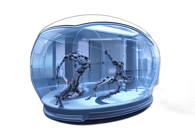 robot, concept art, cyberpunk, 3d render transparent PNG cut-out