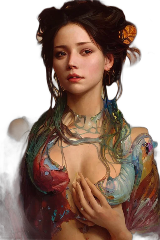 dress, face, jewelry, dragon transparent PNG cut-out