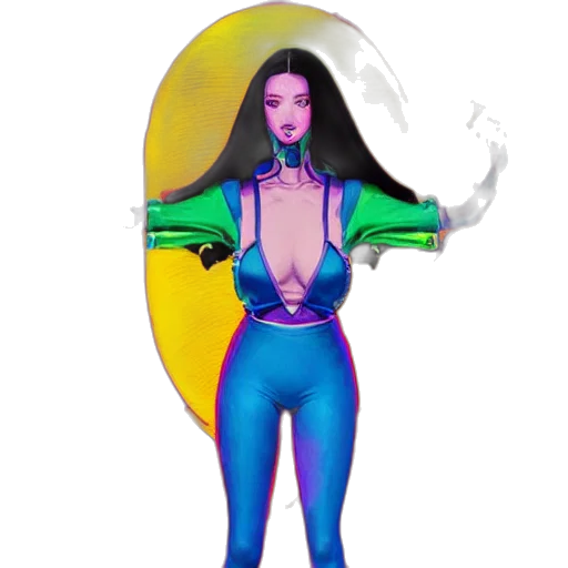 concept art, fantasy art, comic book art, vaporwave transparent PNG cut-out