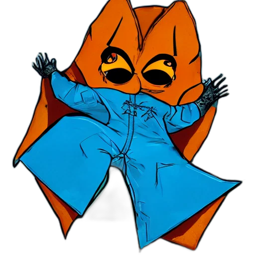 jacket, mask, staff, creature transparent PNG cut-out