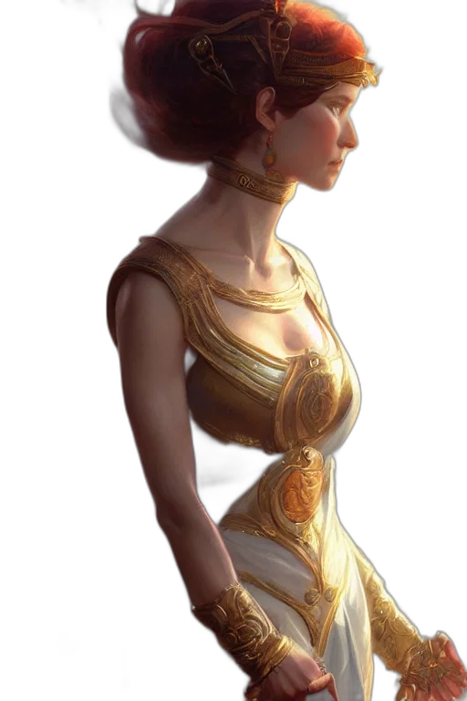 dress, crown, jewelry, staff transparent PNG cut-out