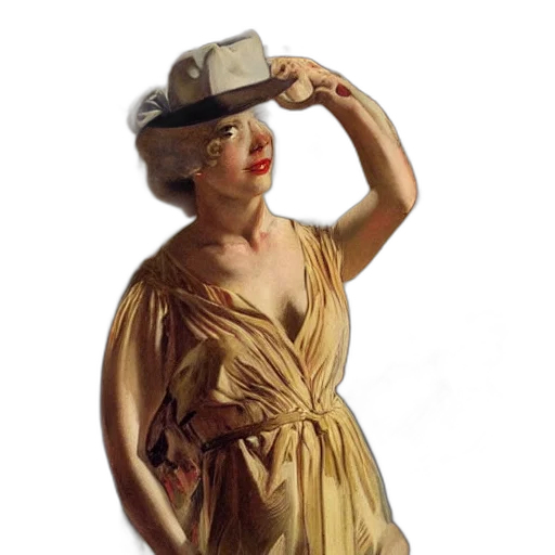 hat, dress, staff, jewelry transparent PNG cut-out