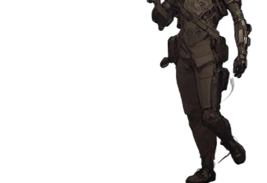 robot, staff, weapon, jacket transparent PNG cut-out