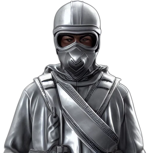 mask, jacket, staff, weapon transparent PNG cut-out