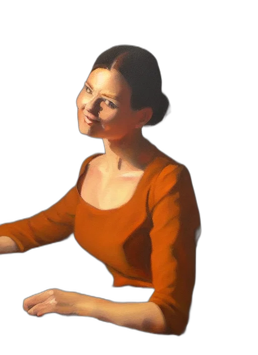 face, staff, oil painting, photorealistic transparent PNG cut-out