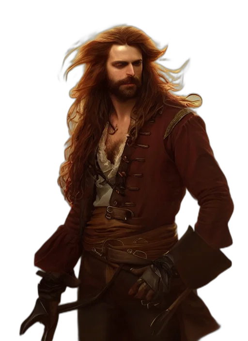 jacket, hair, staff, fantasy art transparent PNG cut-out