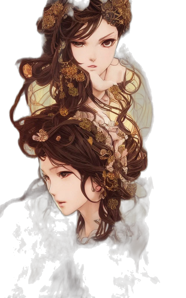 crown, hair, dress, face transparent PNG cut-out