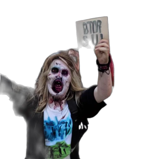 concept art, photorealistic, zombie, protestor transparent PNG cut-out
