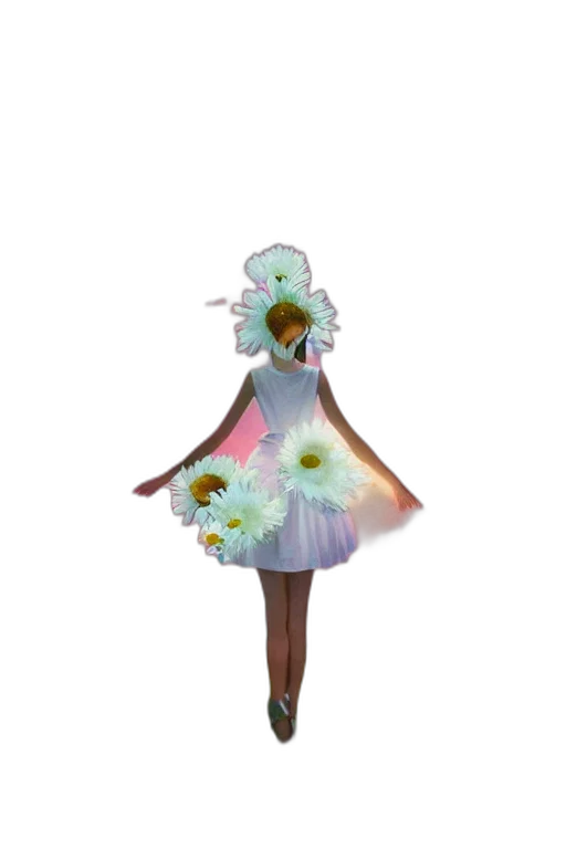dress, flower, staff, crown transparent PNG cut-out