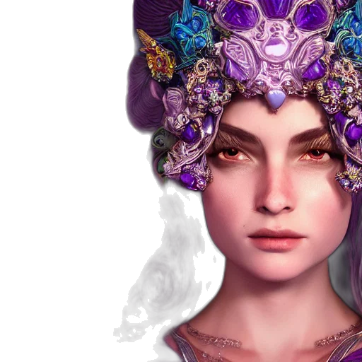 crown, face, jewelry, fantasy art transparent PNG cut-out