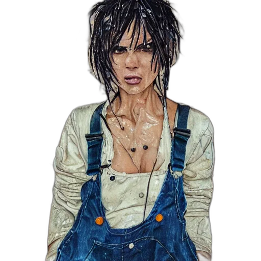 jacket, hair, photorealistic, comic book art transparent PNG cut-out