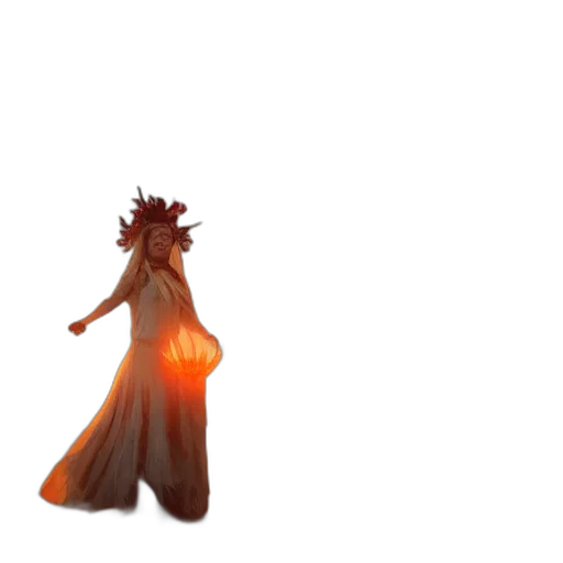 dress, crown, staff, creature transparent PNG cut-out