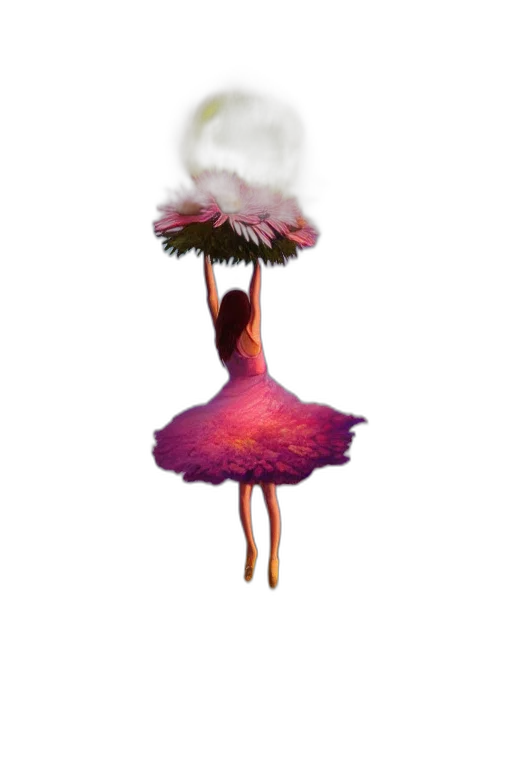 dress, umbrella, flower, hair transparent PNG cut-out