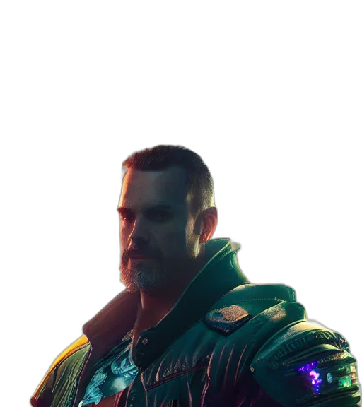 jacket, face, weapon, staff transparent PNG cut-out