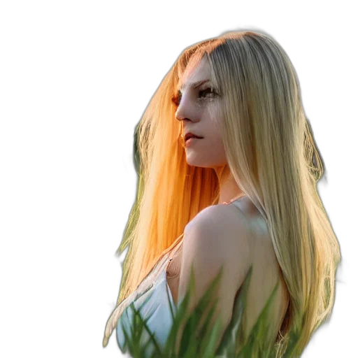 hair, dress, 3d render, photorealistic transparent PNG cut-out