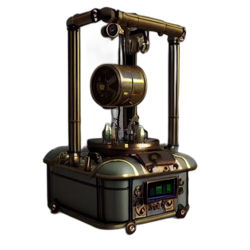 robot, 3d render, concept art, steampunk transparent PNG cut-out