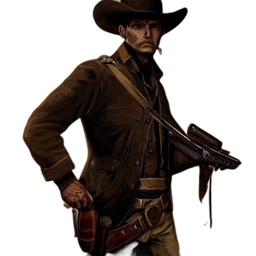 staff, weapon, hat, jacket transparent PNG cut-out
