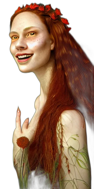 hair, face, jewelry, dress transparent PNG cut-out