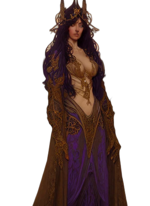 dress, crown, staff, jewelry transparent PNG cut-out