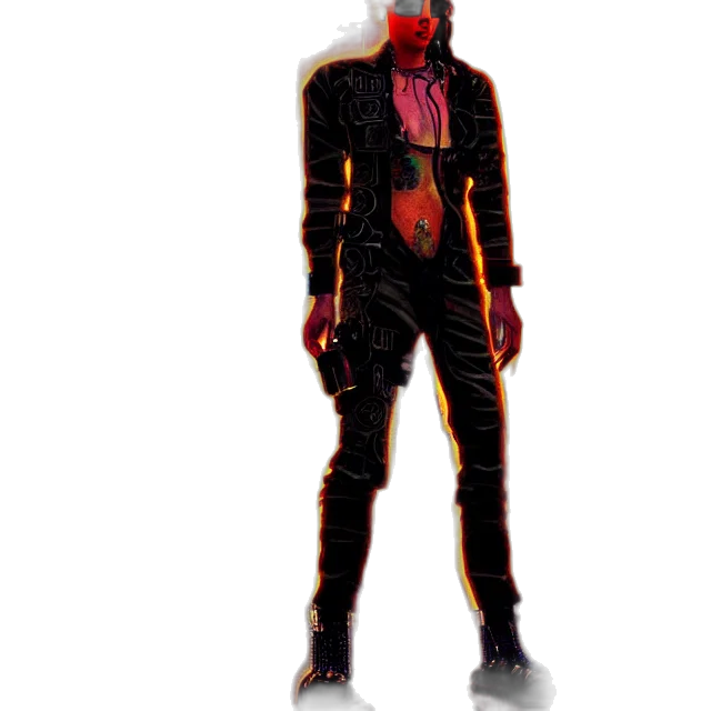 jacket, mask, staff, robot transparent PNG cut-out