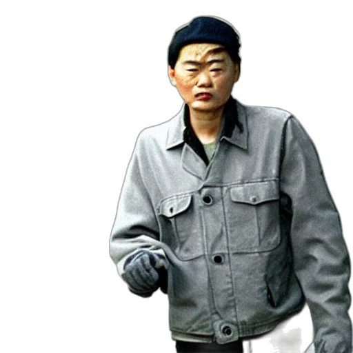 jacket, staff, face, photorealistic transparent PNG cut-out