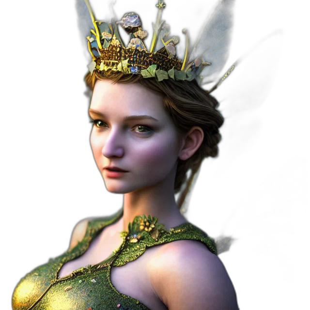 crown, staff, fantasy art, 3d render transparent PNG cut-out