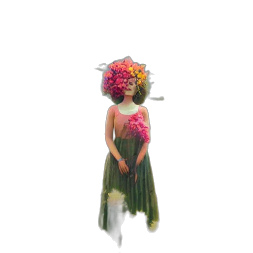 dress, flower, crown, creature transparent PNG cut-out