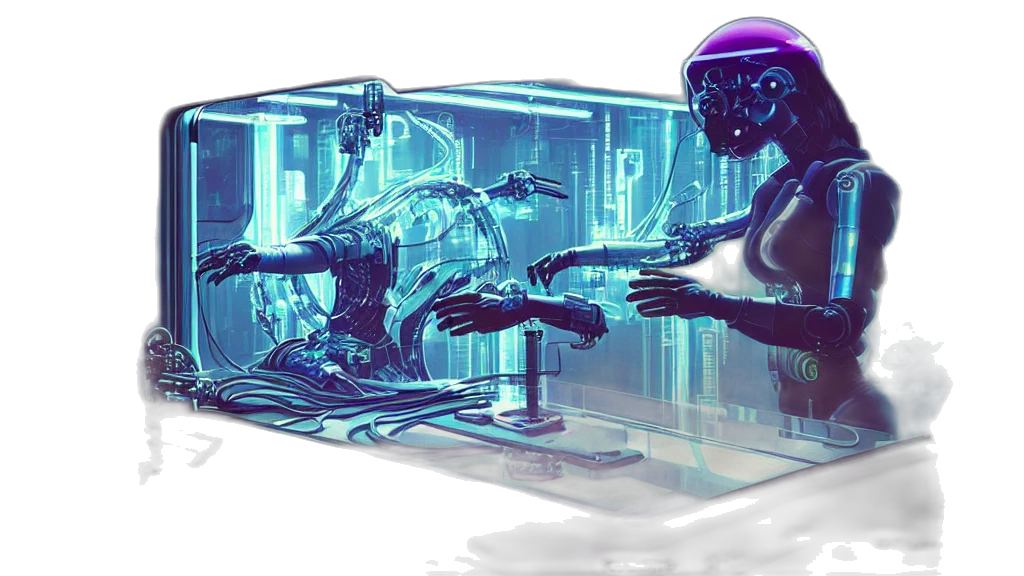 robot, creature, concept art, cyberpunk transparent PNG cut-out