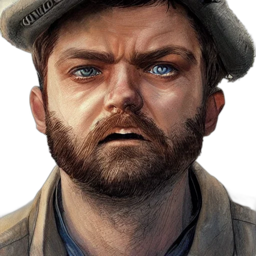 face, hat, staff, weapon transparent PNG cut-out