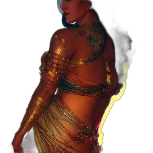 dress, jewelry, staff, mask transparent PNG cut-out