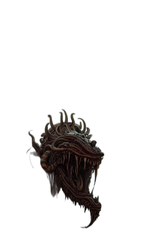 hair, mask, creature, staff transparent PNG cut-out