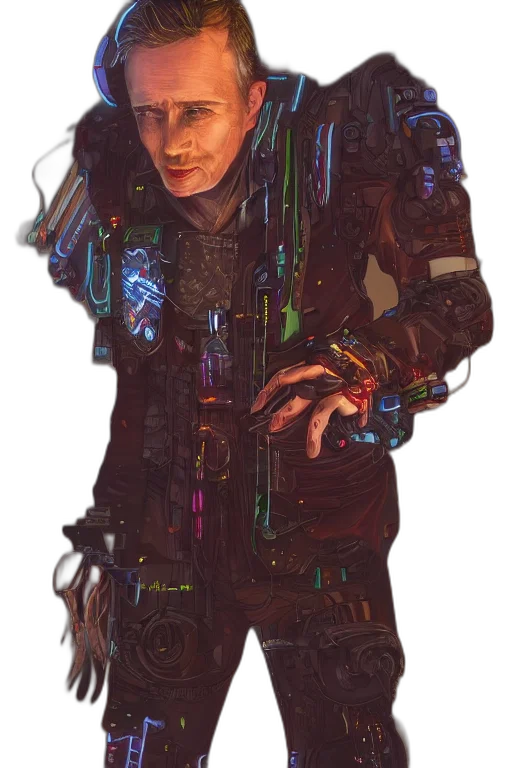 jacket, robot, staff, weapon transparent PNG cut-out