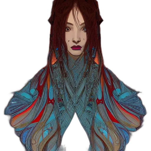 jacket, hair, dress, fantasy art transparent PNG cut-out