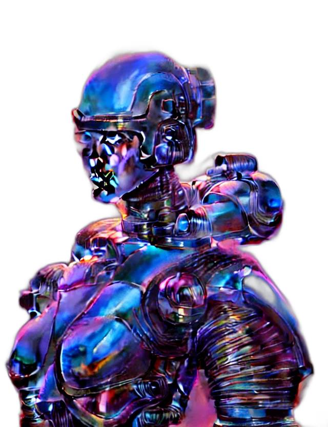 robot, face, cyberpunk, vaporwave transparent PNG cut-out