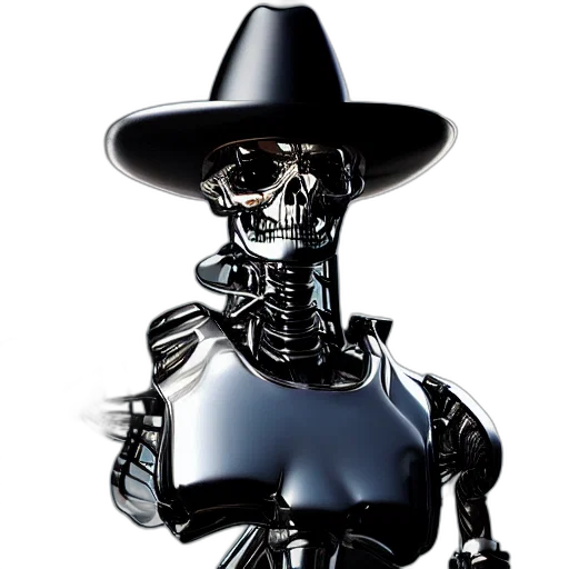 robot, hat, jewelry, staff transparent PNG cut-out