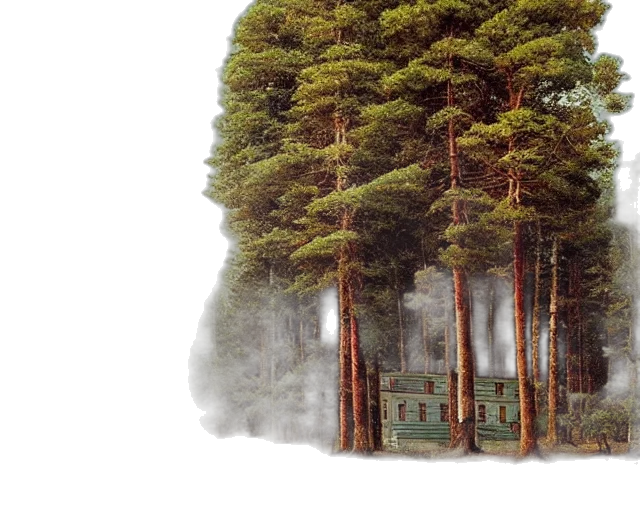 tree, building, concept art, photorealistic transparent PNG cut-out