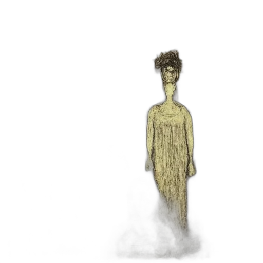 dress, hair, creature, staff transparent PNG cut-out