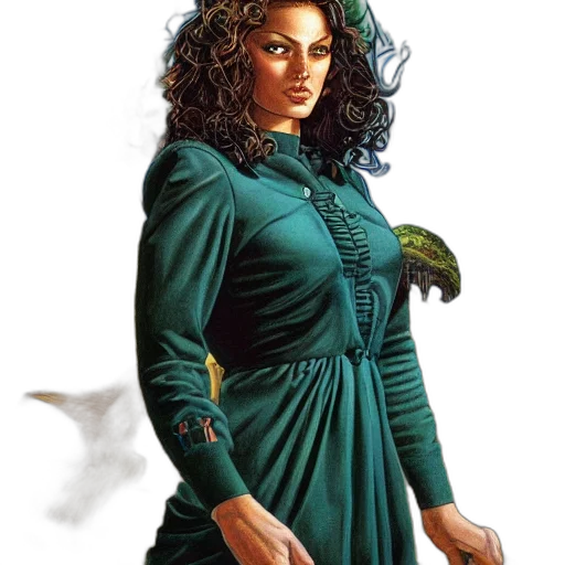 dress, dragon, staff, fantasy art transparent PNG cut-out