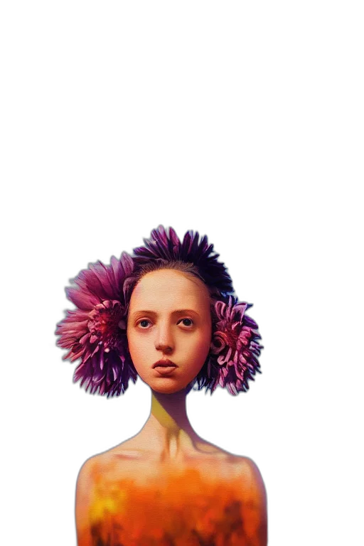 hair, flower, crown, face transparent PNG cut-out