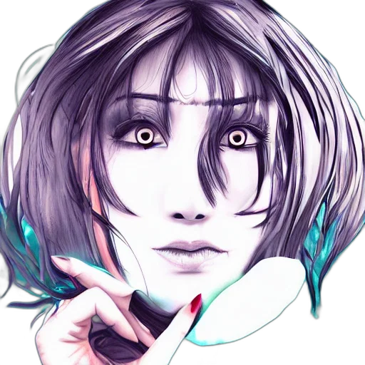 face, anime, cyberpunk, vaporwave transparent PNG cut-out